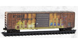 N MICRO-TRAINS 50' SINGLE DOOR RIB SIDE BOX CAR W/O ROOFWALK WEATHERED BURLINGTON NORTHERN EX-RAILBOX #250463