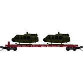 N MICRO-TRAINS 57' CONVERTED TOFC FLAT CAR W/O TRAILER ATCHISON, TOPEKA & SANTA FE 2-PACK W/HELICOPTER LOAD #95013, #95016