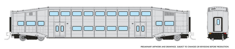 Rapido (N Scale) | Bilevel Commuter Cars | Undecorated Coach: Early Version (Series I) - B360 Hobbies