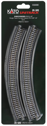 Kato N Scale Unitrack 20520 | Single Viaduct Curved R315- 45d (2 ea)