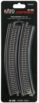 Kato N Scale Unitrack 20540 | Single Viaduct Curved R381- 30d (2 ea)