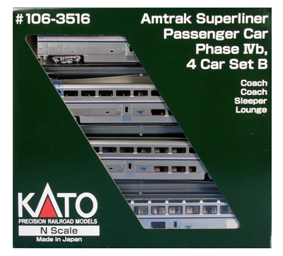 KATO N Scale 1063516 |  AMTRAK SUPERLINER 4-Car Set Phase IVb (Set B)