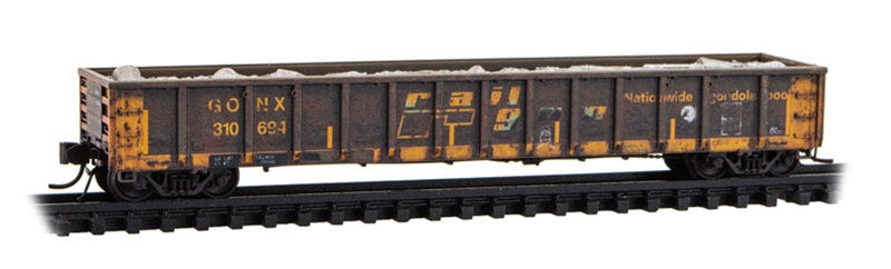 N MICRO-TRAINS 52'6" GREENVILLE 2494 MILL GONDOLA WEATHERED RAILGON