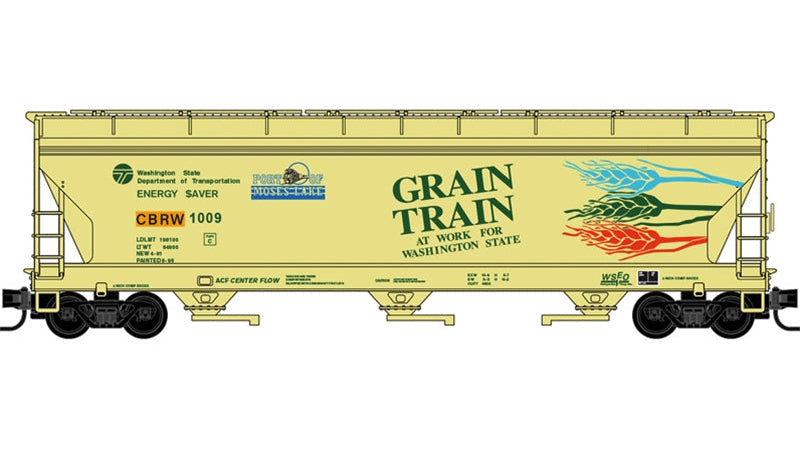 N MICRO-TRAINS 3-BAY COVERED HOPPER CBRW GRAIN TRAIN 4-CAR RUNNER PACK #1009, #1010, #1018, #1023