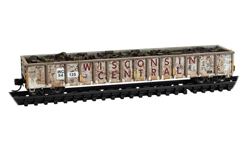 N MICRO-TRAINS 52'6" GREENVILLE 2494 MILL GONDOLA WEATHERED WISCONSIN CENTRAL #54135