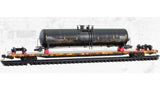 N MICRO-TRAINS 89' TOFC FLAT CAR TTX WEATHERED W/ "WRECKED" TANK CAR LOAD KIT #972657