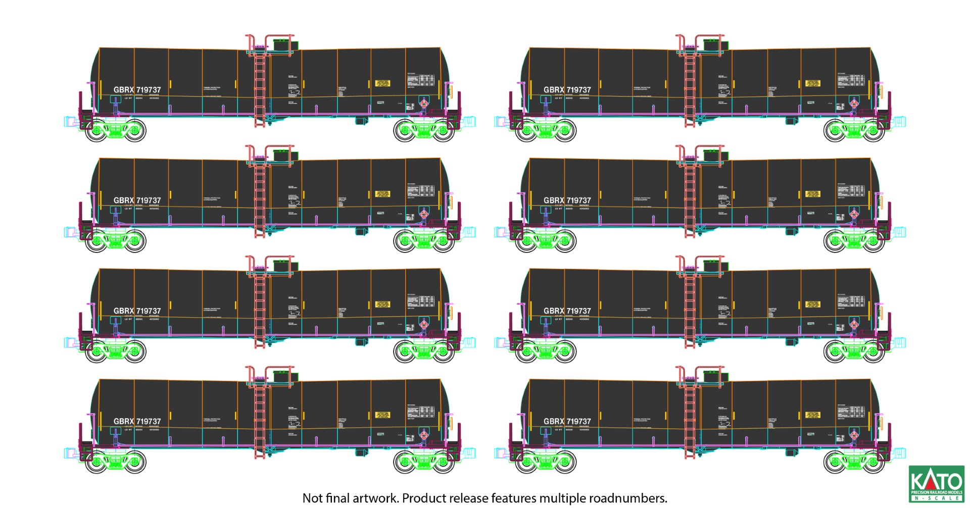 Kato N Scale Greenbrier Tank Car 8 Car Set