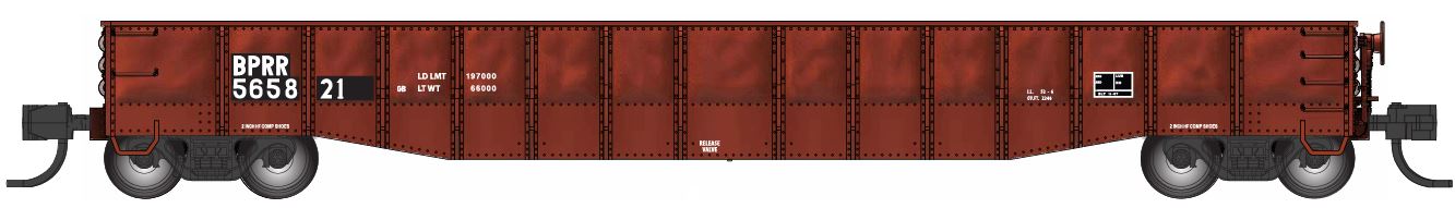 Bluford Shops | 52'6" 15-Panel DENTED Mill Gondolas |  Buffalo & Pittsburgh (BPRR)