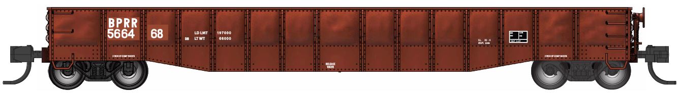 Bluford Shops | 52'6" 15-Panel DENTED Mill Gondolas |  Buffalo & Pittsburgh (BPRR)