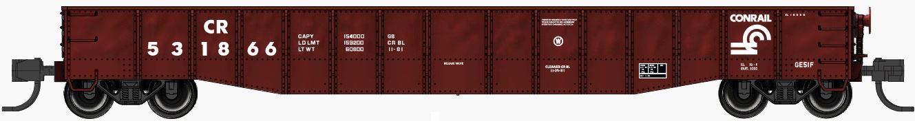 Bluford Shops | 52'6" 15-Panel DENTED Mill Gondolas |  Conrail (CR)