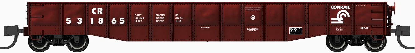 Bluford Shops | 52'6" 15-Panel DENTED Mill Gondolas |  Conrail (CR)