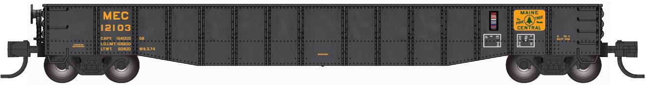 Bluford Shops | 52'6" 15-Panel DENTED Mill Gondolas | Maine Central (MEC)