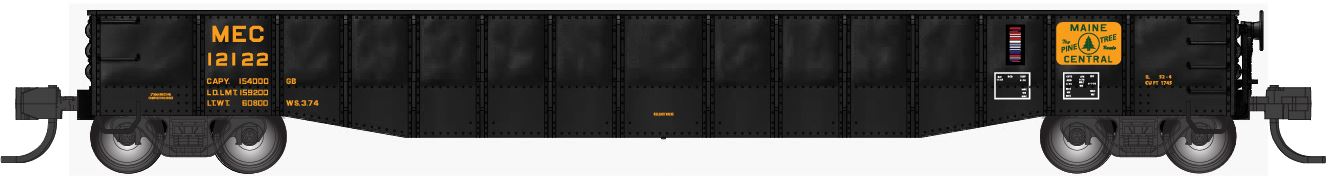 Bluford Shops | 52'6" 15-Panel DENTED Mill Gondolas | Maine Central (MEC)