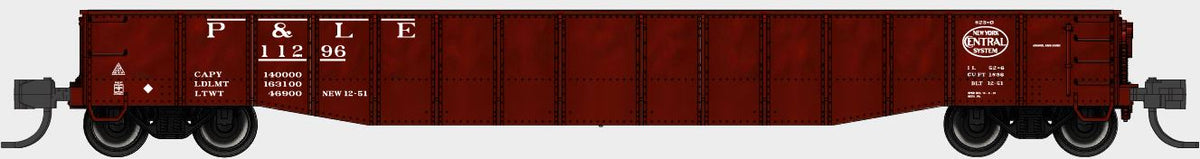 Bluford Shops | 52'6" 15-Panel DENTED Mill Gondolas | Pittsburgh & Lake Erie (PLE)