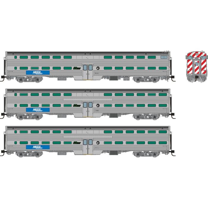 Rapido (N Scale) | Budd Gallery Commuter Cars | Metra - BN Logo - B360 Hobbies
