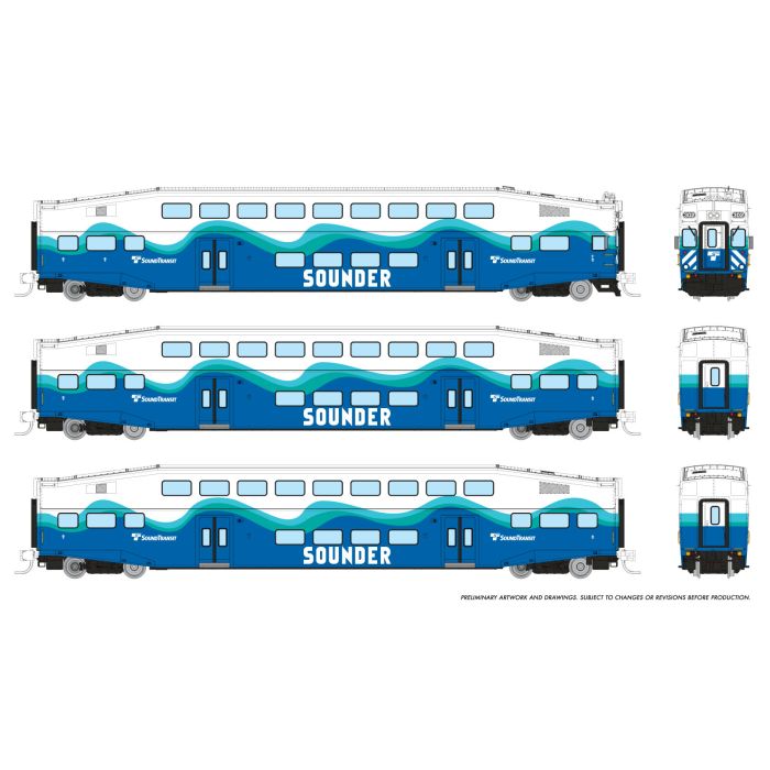 Rapido (N Scale) | Bilevel Commuter Cars | Sounder - B360 Hobbies