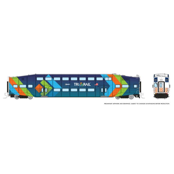 Rapido (N Scale) | Bilevel Commuter Cars | TriRail - Dark Blue - B360 Hobbies