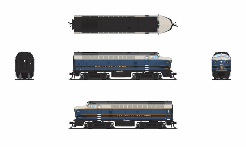 Broadway Limited (N Scale) | PRR Sharknose, RF-16 | Baltimore and Ohio Railroad (B&O) - As Delivered - B360 Hobbies