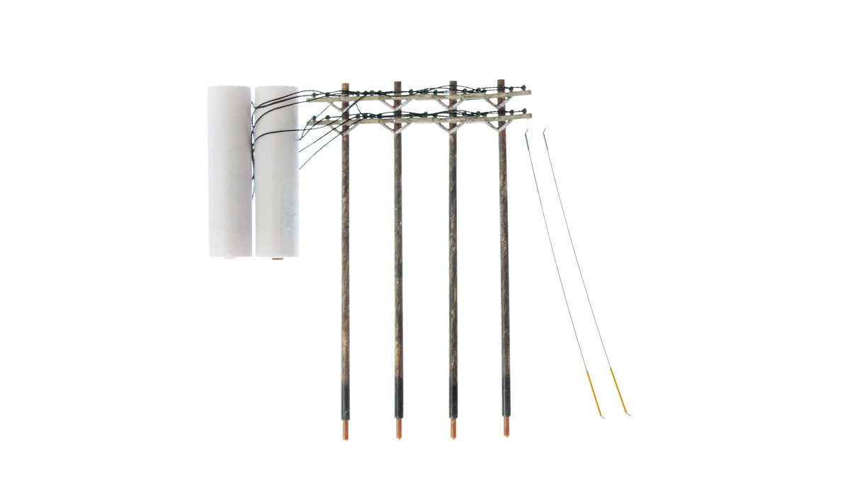 Woodland Scenics N Scale US2251 | Utility System | Pre-Wired Poles - Double Crossbar