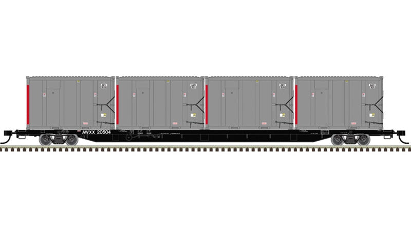 Atlas N Trainman | 85' Trash Flat Car with MSW Containers | East Carbon (AWXX)