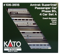 Kato N Gauge AMTRAK SUPERLINER 4-Car Set Phase IVb (Set A)