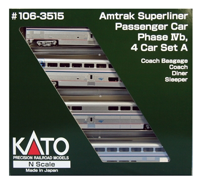 KATO N Scale 1063515 | Amtrak Superliner 4-Car Set Phase IVb (Set A)