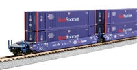 Kato N Gunderson MAXI-IV Well Car Set #BRAN6020 w/ Pacer Stacktrain Intermodal Ribbed Magnetic 53' Containers