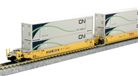 Kato N Gunderson MAXI-IV TTX "New Logo" Well Car Set W/ CN Intermodal Ribbed Magnetic 53' Containers
