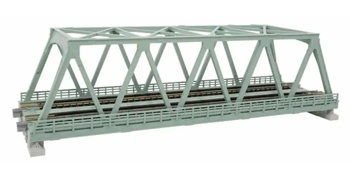 KATO N Scale Unitrack 20439 | 248mm (9 3/4") Double Track Truss Bridge, Light Green