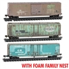 Micro Trains N Scale Conrail Boxcar weathered 3-Pack - FOAM